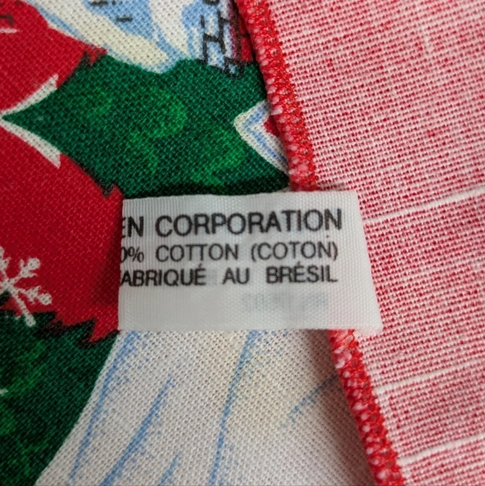Vintage Sunweave Linen Christmas Boy Delivering Presents Cloth Napkins 5